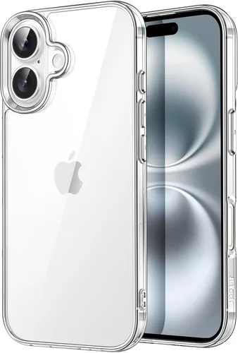 Miniatura 18 de JETech - Funda para iPhone 16e de 15,5 cm 2025, cubierta a prueba de golpes sin amarillamiento, parte trasera transparente antiarañazos