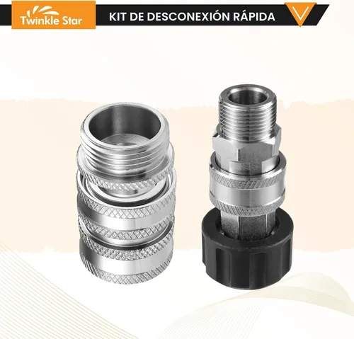 Miniatura 4 de Twinkle Star Juego de adaptadores para lavadora a presión, kit de desconexión rápida de acero inoxidable, M22 14 mm conexión rápida giratoria a