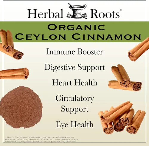 Miniatura 3 de Herbal Roots Cápsulas orgánicas de canela de Ceilán Certificado USDA Orgánico - Sin OMG 60 cápsulas veganas orgánicas