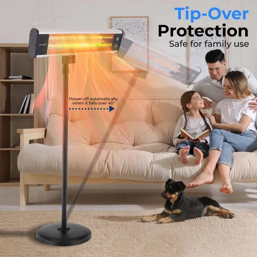 Miniatura 3 de SereneLife - Calentador de patio por infrarrojos, calentador eléctrico de patio para uso en interiores y exteriores, calentador de pie portátil