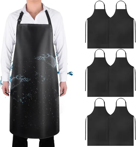 Miniatura 11 de Gotega Waterproof Rubber Vinyl Apron Adjustable Dishwasher Apron - Apron for Women Men Heavy Duty Work Apron Verde