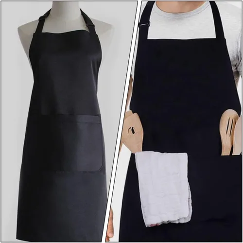 Miniatura 4 de UPKOCH 2pcs Black Kitchen Aprons for Men and Women, Multi-functional Cooking and Bbq Work Apron with Adjustable Straps, 70x75cm Food Service