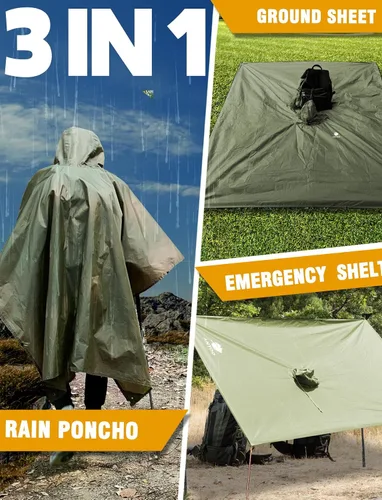 Miniatura 6 de ANYOO Poncho de lluvia con capucha para adultos, impermeable, ligero, para hombres y mujeres, chaqueta de lluvia reutilizable para emergencias al