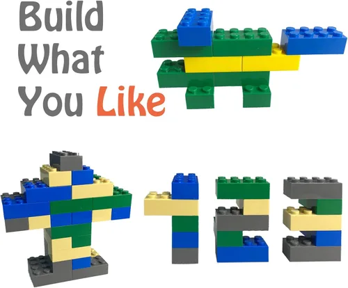 Miniatura 5 de HUIZDQ 200 piezas de ladrillos de construcción pequeños clásicos, bloques de construcción de 2 x 4, juguetes de construcción creativos STEM, azul