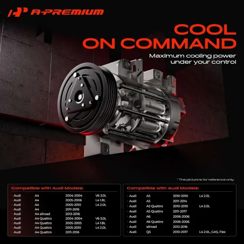 Miniatura 2 de A-Premium Compresor de aire acondicionado de CA con embrague compatible con A4 2004-2015, A4 Allroad 2013-2016, A4 Quattro, A5, A6, Q3, Q5, Q7