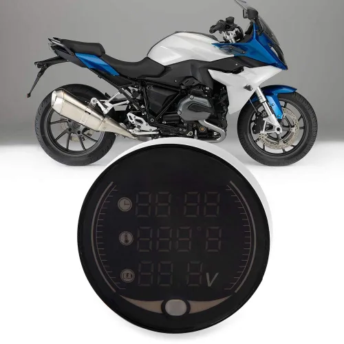 Miniatura 5 de KIMISS Termómetro electrónico 3 en 1 para motocicleta, voltímetro digital, reloj de tiempo, medidor de temperatura