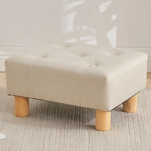 Taburete pequeño otomano, reposapiés otomano de lino, reposapiés para sofá, reposapiés rectangulares y otomanos, pequeño para sala de estar, entrada