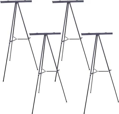 Miniatura 6 de U.S. Art Supply Caballete de aluminio negro de 66 pulgadas de alto para sala de juntas y soporte de presentación, piso / mesa ajustable, trípode
