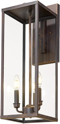 Miniatura 10 de Bestshared Aplique de pared para exteriores, paquete de 2 faroles de pared exteriores de 15 pulgadas con vidrio transparente, luces negras