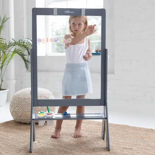 Miniatura 3 de Little Partners Peek-A-Boo Art Toddler Easel, Estación de Pintura de Acrílico Transparente de Dos Lados de Altura Ajustable para Niños