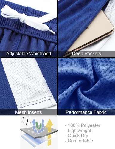 Miniatura 26 de Liberty Imports Paquete de 5 pantalones cortos de baloncesto atléticos de secado rápido para hombre, entrepierna de 9 pulgadas con bolsillos, ropa