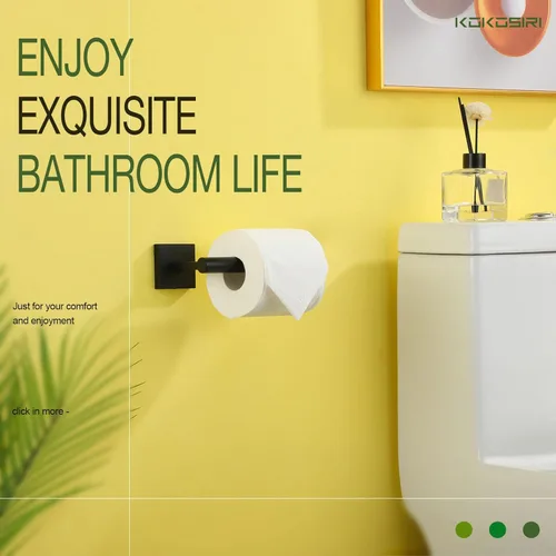 Miniatura 7 de KOKOSIRI Soporte de papel higiénico para baño, soporte para rollo de papel higiénico, soporte Mega Rollos, acero inoxidable negro mate B2005BK
