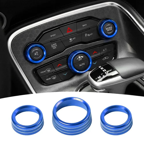 Miniatura 13 de Anillo de Ajuste de Perilla de Interruptor de Volumen de AC Compatible con Dodge Charger 2011+/Challenger 2015+/RAM 2012-2017/Durango Rosa