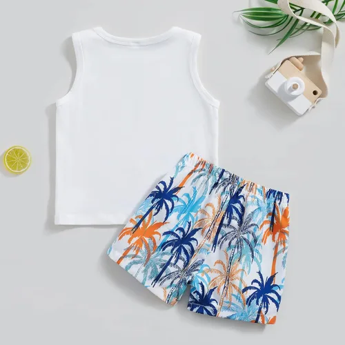 Miniatura 8 de Conjunto de pantalones cortos para niños pequeños, camiseta estampada junto al mar, 2 piezas, ropa de verano