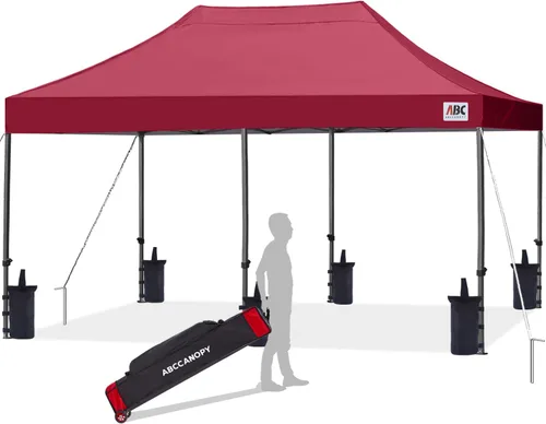 Miniatura 25 de Abccanopy - Carpa de toldo para tienda de campaña comercial instantánea con bolsa de transporte con ruedas, 4 bolsas de arena, Blanco