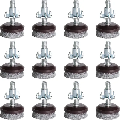 Miniatura 8 de Anwenk Niveladores de muebles de acero inoxidable de 1/4 pies, niveladores ajustables para mesa y silla, deslizadores de pies, paquete de 16