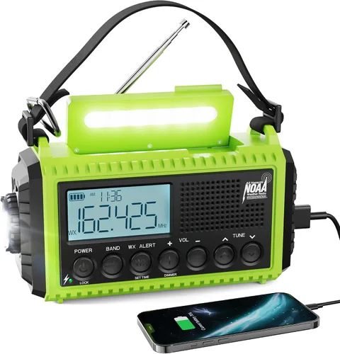 Miniatura 14 de Raynic - Radio meteorológica NOAA, radio de emergencia solar con manivela de 5000 mAh/18 500 mWh, radio portátil a batería con AM/FM/SW/NOAA