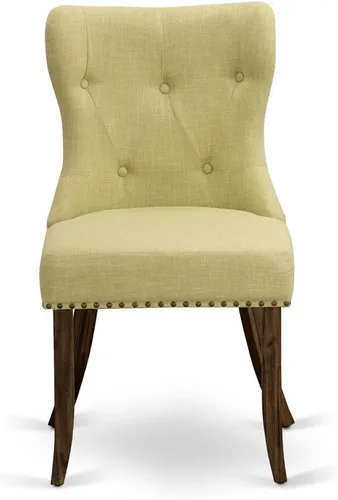 Miniatura 4 de East West Furniture SIP7T37 Sion Modern Parson - Juego de 2 sillas tapizadas de tela de lino con botones copetudos y ribete de clavo, juego de 2