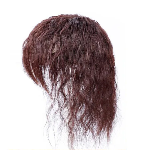 Miniatura 6 de Postizo rizado de aspecto natural esponjoso con clip de cabello humano con flequillo, peluca de repuesto para cabello fino, 279.5 in, 6.7 in