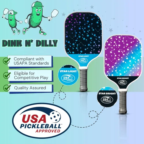 Miniatura 4 de Dink N' Dilly Pickleball Paddle USAPA Approved Lightweight with Cushion Grip, Ideal for All Skill Levels, Premium Quality Paddle and Balls for 2
