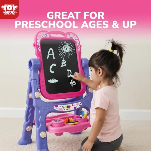 Miniatura 8 de STEAM Life Caballete artístico para niños, caballete para niños pequeños 4 en 1 de doble cara con pizarra magnética giratoria y tablero de dibujo