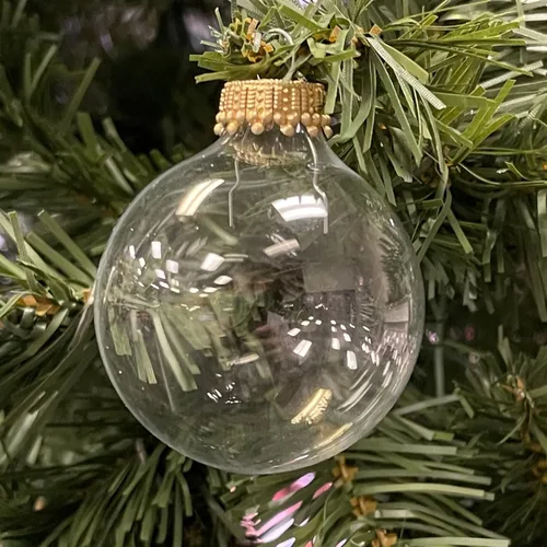 Miniatura 2 de Christmas by Krebs [Paquete de 12] Transparente con tapas plateadas de 2" (50 mm) Adorno de diseño sin costuras, esfera de cristal artesanal