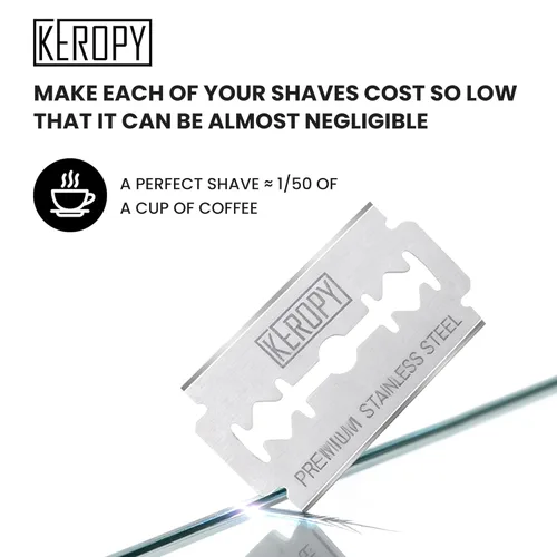 Miniatura 5 de Cuchillas de afeitar de seguridad KEROPY 100 - Acero inoxidable súper afilado y suministro de por vida para un afeitado suave, selladas