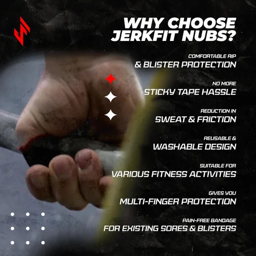 Miniatura 6 de JerkFit Nubs - Protector de pulgares para agarre de gancho, sin látex, reutilizable, lavable, para evitar callos, ampollas y lágrimas, para Negro