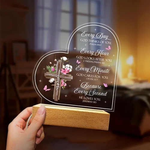 Miniatura 4 de SANDJEST Luz nocturna acrílica, regalos cristianos para mujeres, regalos inspiradores con versículos de la Biblia, decoración religiosa