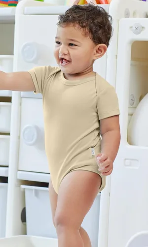 Miniatura 3 de KOH KOH Body de bebé de manga corta de algodón sólido con hombros descubiertos para niños
