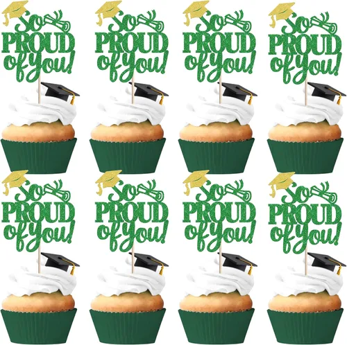Miniatura 72 de Paquete de 24 adornos para cupcakes de clase 2025 con purpurina 2025 para diploma de graduación 2025 para cupcakes temáticos de graduación 2025