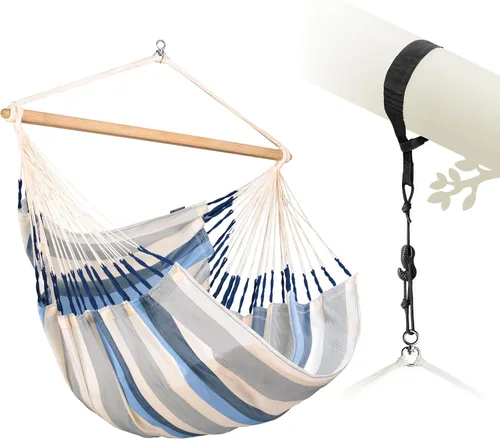 Miniatura 11 de LA SIESTA® - Silla Hamaca Columpio XL King Domingo - Silla Hamaca Colgante Resistente a la Intemperie y a los Desgarros - Silla Hamaca Columpio