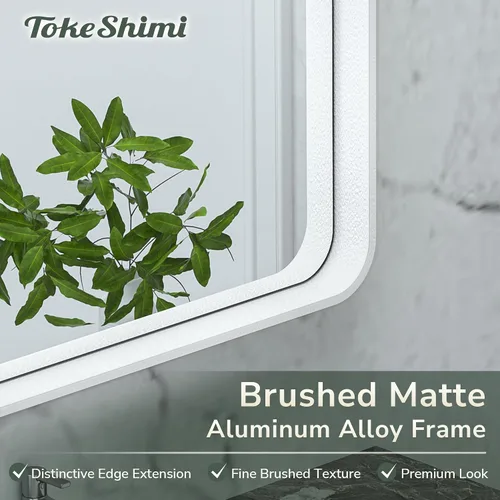 Miniatura 36 de TokeShimi - Espejo para pared de baño, espejo de tocador con marco de metal de aleación de aluminio mate cepillado e inoxidable, decoración rústica