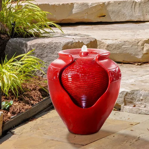 Miniatura 3 de Teamson Home Fuente de maceta para exteriores con luces LED y bomba, fuente de agua de suelo para patio, jardín, patio trasero, terraza decoración