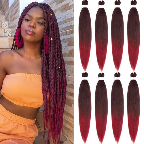 Miniatura 25 de BEFUNNY Cabello para Trenzar, Cabello para Trenzar Pre-Estirado, 24 Pulgadas 8 Paquetes Cabello Preestirado Ombré para Trenzas de Caja de Crochet
