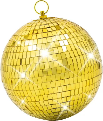 Miniatura 12 de Decoración de bola de discoteca de espejo, bolas de espejo de escenario de 6 pulgadas, adornos de bola de discoteca dorada, decoraciones Dorado
