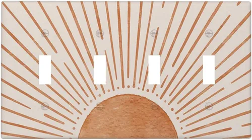 Miniatura 129 de Placa de pared eléctrica de 1 gang sin dispositivo en blanco, bohemio naranja vintage años 70 60s beige amanecer puesta de sol mediados de siglo