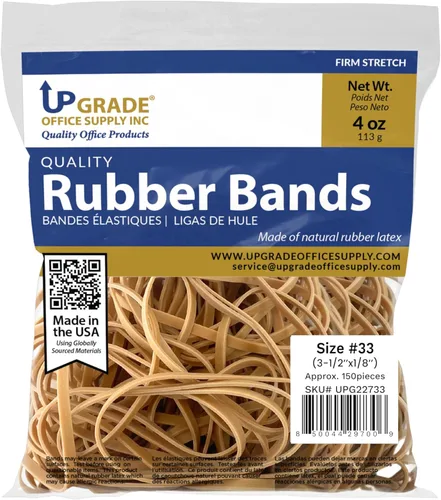 Miniatura 2 de Upgrade Office Supply UPG22733 Bandas de goma, tamaño #33 (3-1/2 pulgadas x 1/8 pulgadas), 150 bandas, 1/4 libras, EE. UU