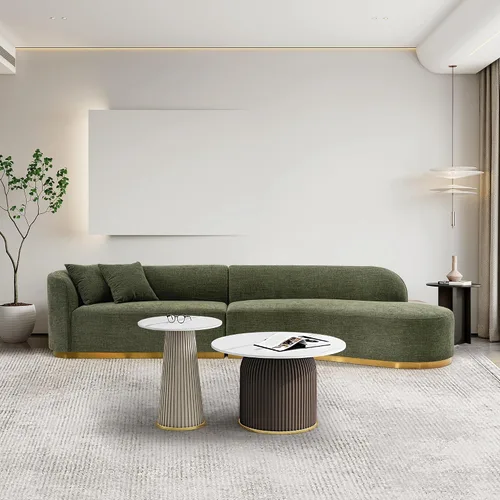Miniatura 23 de Manhattan Comfort Daria - Sofá modular contemporáneo de 2 piezas en tapicería de lino, sofá de sala de estar de 132 pulgadas con marco de madera