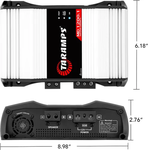 Miniatura 6 de Taramps MD 1200.1 Canal 1200 Watts RMS 1 Ohm Amplificador de coche