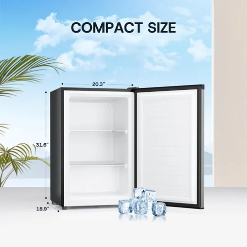 Miniatura 3 de Upstreman Mini congelador vertical pequeño de 3.0 pies cúbicos con puerta reversible, enfriamiento rápido, termostato de 5 niveles ajustable