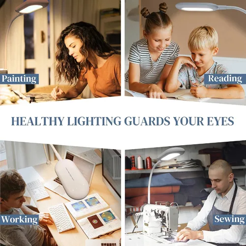 Miniatura 6 de Lámpara de lectura LED, luz de mesa para cuidado de los ojos, lo suficientemente brillante para 700 lúmenes, 10 W regulable y 3 modos