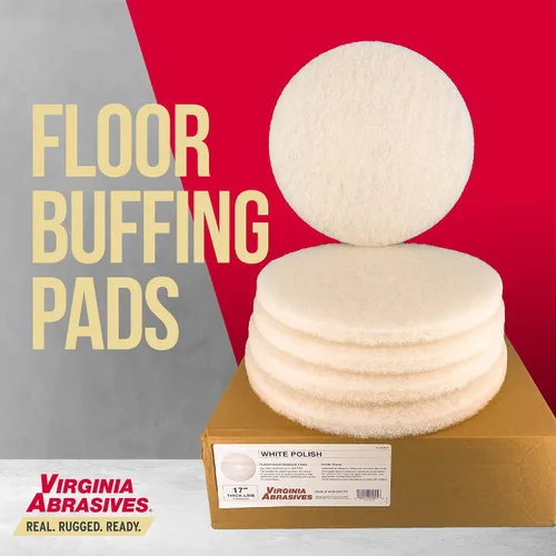 Miniatura 6 de Virginia Abrasives Almohadillas de mantenimiento de suelos blancas de 12 pulgadas, almohadillas no tejidas para limpieza orbital, almohadillas