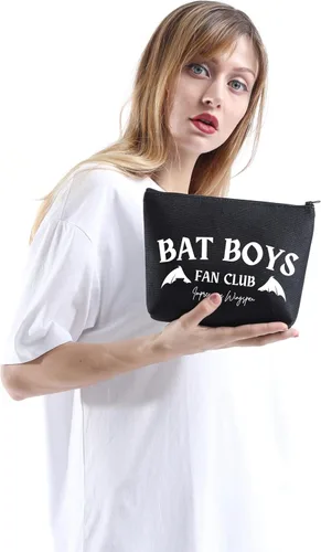 Miniatura 4 de XYANFA Bat Boys Fan Club - Bolsa de maquillaje para amantes de los libros, bolsa con cremallera rosa, BAT BOYS FAN CLUB negro, Moda