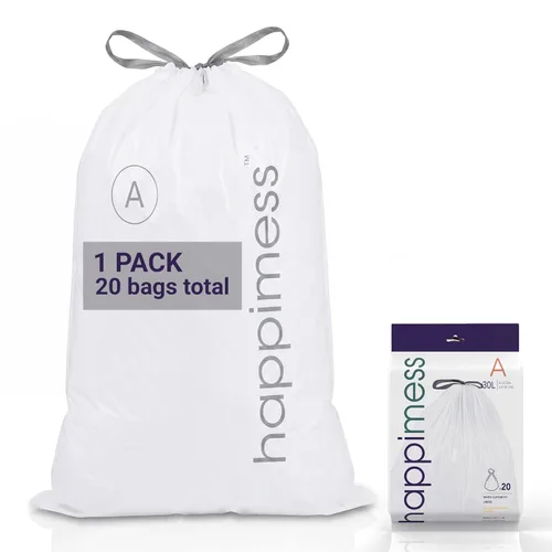 Miniatura 11 de happimess 8 Gallon (30L) Drawstring Trash Bags, Unscented, Clear, Heavy Duty LDPE Liners for Kitchen and Household, Custom Fit, 20 Count