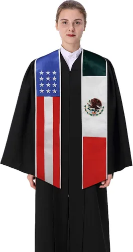 Miniatura 2 de GraduationMall Bandera de país Estola de graduación Bordado Faja para estudio a bordo de estudiantes internacionales