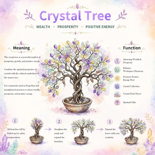 Miniatura 2 de mookaitedecor Árbol de cristal de citrino y amatista con base de cristales de amatista Bonsái para riqueza y suerte Morado y amarillo