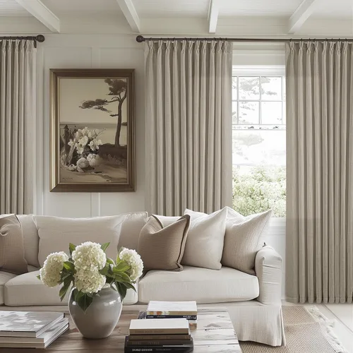 Miniatura 58 de Cortinas de lino natural con pliegues fruncidos de 120 pulgadas de largo para sala de estar, cortinas plisadas con ganchos y lengüeta trasera