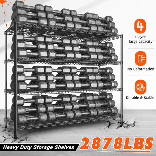 Miniatura 4 de REIBII Estantería de almacenamiento de 60" de ancho 2878LBS Unidad de estante de metal con ruedas Estantería de garaje resistente Estanterías