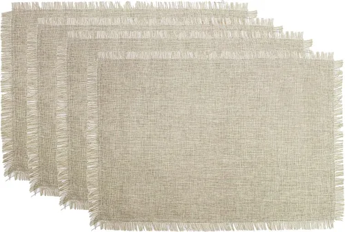 Miniatura 11 de Fennco Styles Manteles individuales con borde dorado metálico, 13 x 19 pulgadas, juego de 4 manteles individuales para decoración del hogar